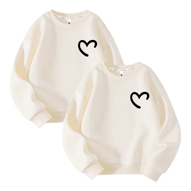 Posijego Lot de 2 Chandails Molletonnés Filles Garçons Col Rond Manches Longues Chandail Enfants Décontracté Athlétique Coton Chandails Molletonnés