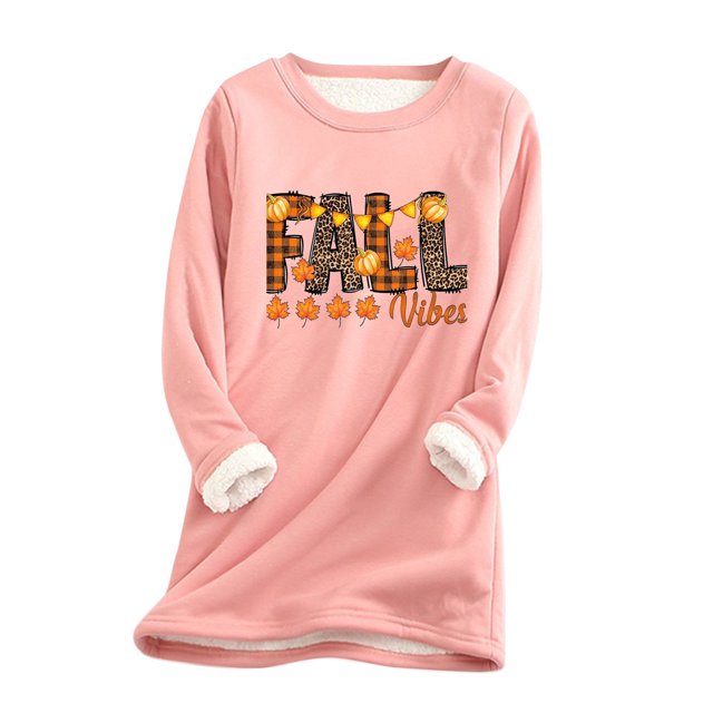 HKEJIAOI Sweat-shirts pour Women Col Rond Graphique Mi-Lourd Long Sleeve Shirt