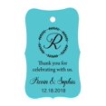 thumbnail image 1 of 100 PCS Custom Made Scallop Edges Hang Tags Thank You For Celebrating Wedding Favor Gift Paper Tags, 1 of 1