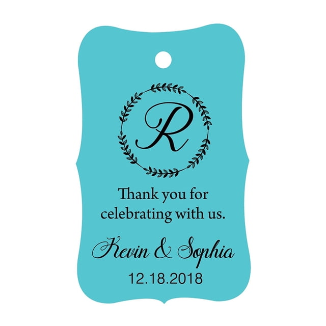 100 PCS Custom Made Scallop Edges Hang Tags Thank You For Celebrating Wedding Favor Gift Paper Tags