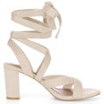 thumbnail image 1 of BLISSFUL STEP Sandales à Talon Épais pour Femmes à Bout Ouvert, à Brides Croisées et à Lacets, 1 of 7