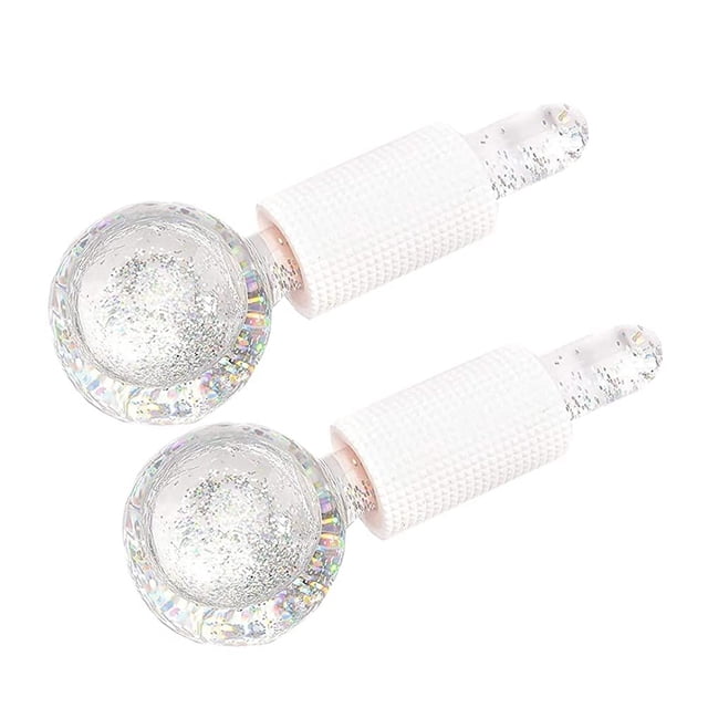 2 Pcs Balle de Thérapie Glacée Rouleau Facial pour Massage Facial Froid Balles de Visage Antigel Boule en Verre pour Réduire les Poches, les Pores, les Rides