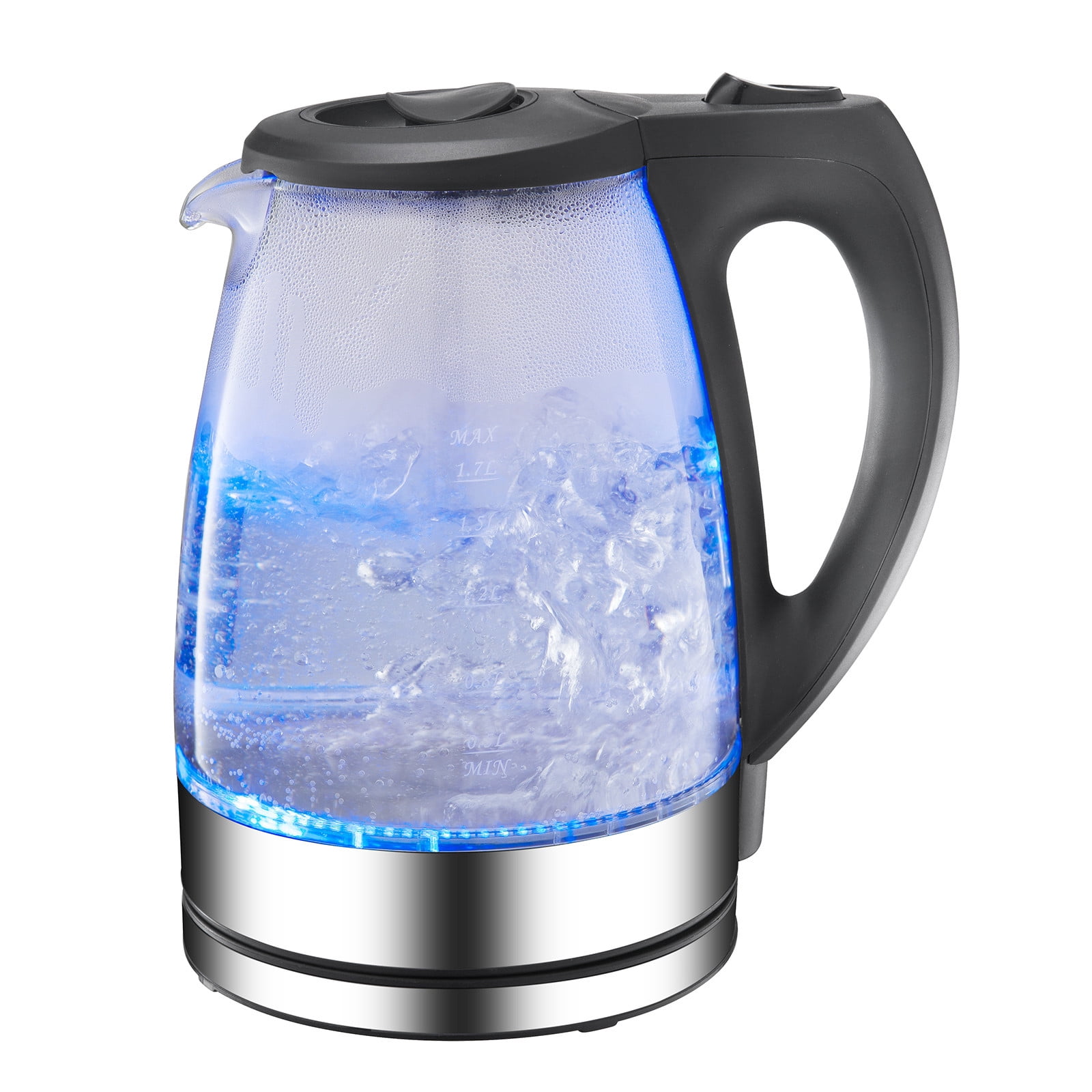 Bilqis 2200W 1.7L Electric Kettle, Silver with Blue LED Light