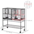 thumbnail image 3 of PawHut 40" Large Double Rolling Metal Bird Cage Bird House Grey, 3 of 10