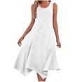 thumbnail image 2 of EQWLJWE Robes Maxi Fluides pour Femmes à Fleurs, Robes Mini Bohèmes à Volants pour Femmes, Robe Décontractée Ample Sans Manches à Col Rond, Ligne A, Ourlet Irrégulier, Robe de Soirée à Fleurs Évasée, Robe d'Été de Plage, 2 of 8