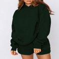 thumbnail image 2 of Casual Solid Color Hooded Sweatshirt and Loose Shorts Set for Women, 2 of 7