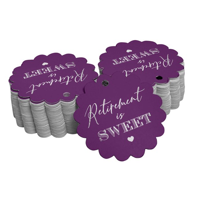 Inkdotpot Pack Of 100 Real Silver Foil Paper Tags Retirement Is Sweet Text Favor Hang Tags