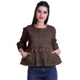 thumbnail image 1 of Moomaya T-Shirt à Col Rond pour Femmes à Manches Évasées, Haut Court en Coton Imprimé, Haut Décontracté, 1 of 4