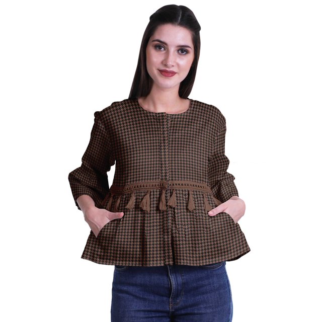 Moomaya T-Shirt à Col Rond pour Femmes à Manches Évasées, Haut Court en Coton Imprimé, Haut Décontracté