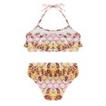 thumbnail image 4 of TiaoBug Girls 2 Pcs Mermaid Bikini Sets Shiny Halter Ruffles Crop Top with Triangle Brief Bathing Suit Tankini Light Brown A 120, 4 of 5