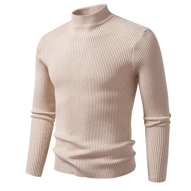 LIaqionyy Chandail pour Homme à Col Roulé, Chandail à Enfiler, Hauts Tricotés Automne Hiver, Chandail Chaud à Enfiler, Coupe Ajustée, Chandail de Base, M-3TG