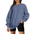 thumbnail image 2 of IROINID Rabais Vêtements d'Hiver pour Femmes Chandails à Capuche à Enfiler Détente Col Rond Manches Longues Ample Uni Régulier Blouse d'Automne Hauts, Navy, 2 of 4