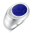thumbnail image 3 of RYLOS Men's Designer Ring: 14K White Gold with Lapis and Diamonds - Gold Rings for Men  Size 9, 3 of 6