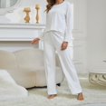 thumbnail image 1 of Sentmoon Ensemble de Pyjama Femme Hauts Décontractés pour Femmes et Pantalons Décontractés pour Femmes Grande Taille Col Ras du Cou Tenue d'Intérieur Manches Longues Couleur Unie Pyjama pour Femme Automne pour l'Heure du Coucher Confortable, 1 of 9