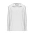 thumbnail image 3 of Erwazi Womens Half Zip Pullover Top Waffle Long Sleeve Lapel Functional Pocket Work To Weekend Versatile Blouses, 3 of 8