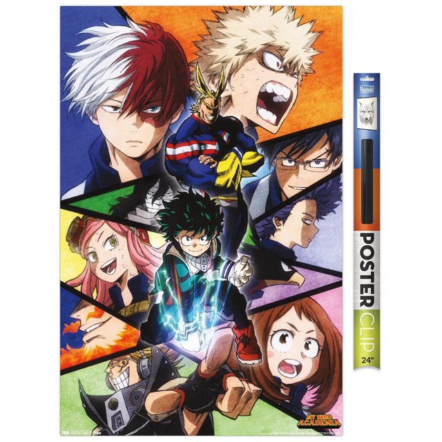 My Hero Academia - Visages Affiche Murale, 22,375 Po x 34 Po Présentant une Oeuvre Murale d'Anime Vibrante et à Haute Résolution avec Plusieurs Personnages dans des poses Dynamiques de la Série, Imprimée sur Papier Lustré pour une Déco de Pièce Audacieuse dans les Chambres, Dortoirs Ou Bureaux.
