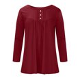 thumbnail image 3 of FAIWAD Tunique Basique pour Femmes Manches Longues Col Rond Blouse Boutonnée Décontractée Plissée Ample, 3 of 6