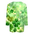 thumbnail image 5 of Diufon T-Shirts de la Saint-Patrick pour Femmes, Grande Taille, Imprimé Trèfle, Manches 3/4, Col Rond, 5 of 5