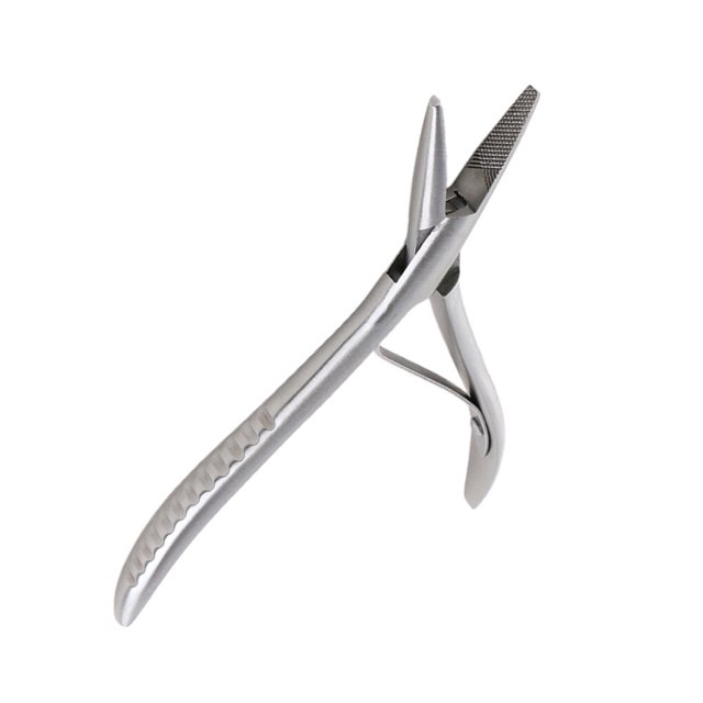 serony Pince d'Extension de Cheveux en Acier Inoxydable Silver pour Micro Nano Anneau Forme Plate