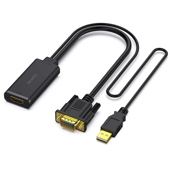 BENFEI VGA to HDMI Adapter, 1080P Converter with Audio from VGA Source to HDMI Display,1 Pack