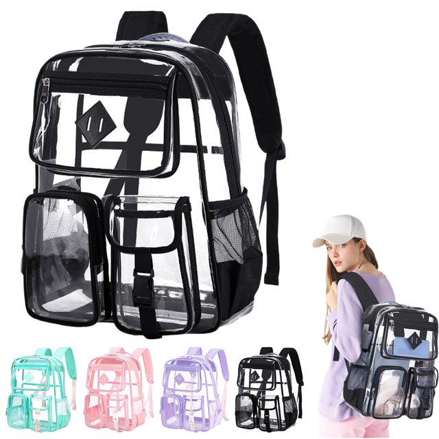 Sac à Dos Transparent pour l'École en PVC Sac à Livres Transparent pour Filles Approuvé pour Stade Sac à Dos Transparent
