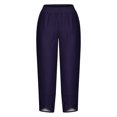 thumbnail image 4 of Women's Summer Comfortable Loose Wide Legged Fashion Solid Color Capris RXIRUCGD Violet, Taille: S, 4 of 5