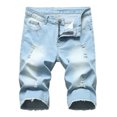 thumbnail image 1 of XZNGL Mens Shorts with Zipper Pockets Zipper Elastic Slim Casual Shorts Play Wrap Ripped Mens Mid-Length Pants, 1 of 1