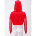 thumbnail image 1 of Yanarno Chandail à Capuchon en Maille pour Filles, Manches Longues, Hauts de Danse, Chandail en Résille à Enfiler, Chandails à Capuchon, Haut Court à Cordon, Rouge, 12, 1 of 6