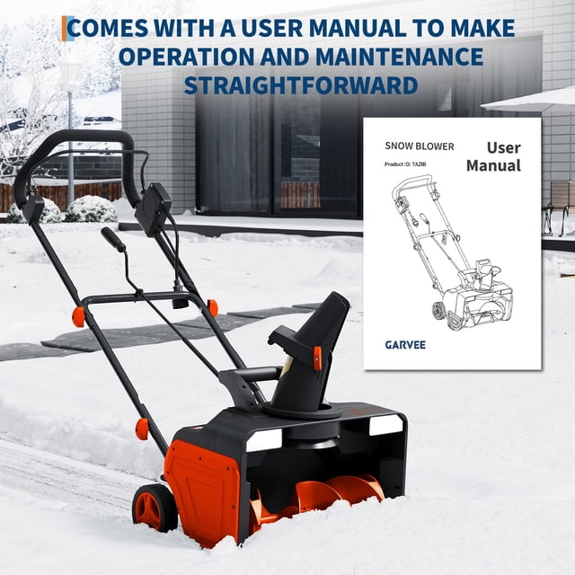 AKDSteel 20 Inch Electric Snow Blower, Corded 15-Amp Motor with 25 ft Throw Distance, 180 Degree Rotating Chute, Dual LED Lights & Adjustable Handle for Efficient Snow Removal