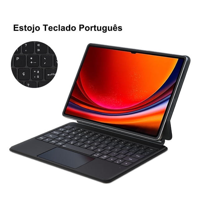 Keyboard Case for Samsung Galaxy Tab S7 FE S9 S8 S7 Plus Case Magic Backlight Keyboard with Trackpad Magnetic Tablet Cover Capa Portuguese Keyboard S9 Plus 12.4 inch