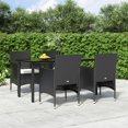 thumbnail image 1 of vidaXL 5 Piece Garden Dining Set with Cushions Black, 1 of 5