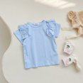 thumbnail image 4 of Nmmacb Kids Girls T-Shirt Summer Solid Color Tee Short Sleeve Top Short Sleeve Ruffle Sleeve Tee Size 1-9Y, 4 of 9