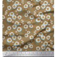 thumbnail image 1 of Soimoi Polyester Crepe Fabric Leaves & Aster Floral Printed Fabric 1 Yard 52 Inch Wide, 1 of 3