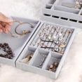 thumbnail image 1 of Velvet Jewelry Display Tray Earrings Bracelets Pendants Rings Storage Organizer 6 Grids, 1 of 8