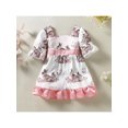 thumbnail image 2 of Xingqing Robe de Pâques pour Tout-Petites Filles Bébé, Imprimé Lapin et Fleurs, Manches Courtes, Robe à Volants, Vêtements de Fête, 2 of 7