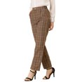 thumbnail image 4 of Unique Bargains Women's Plaid Trousers Pockets Straight Leg Pants Brown L, 4 of 6