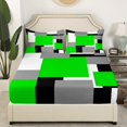 thumbnail image 3 of Erosebridal Chic Abstract Bed Sheets Set Twin Size, Green Bed Sheets Twin, Rectangle Geometry Decor 3 Pieces, 3 of 7