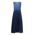 thumbnail image 4 of Lenago Robes Midi d'Été Grande Taille pour Femmes Robes d'Été pour Femmes, Robe Sans Manches à Imprimé Floral à Col en V Plissée et Fluide Robes de Fête et de Plage en Liquidation, 4 of 5
