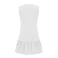 thumbnail image 3 of Dvprdro Robe d'Été Imitation Coton Lin pour Femmes Mode Décontractée Ample Couleur Unie Col en V Sans Manches Boutonnée Ourlet à Volants Robe de Plage Soleil, 3 of 5