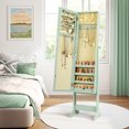 thumbnail image 2 of Costway Jewelry Mirrored Cabinet Armoire Organizer Storage Box with Stand Christmas Gift Green, 2 of 10