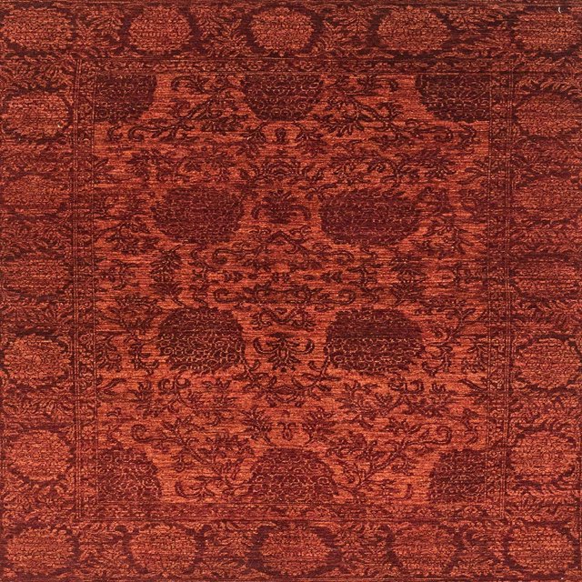 Ahgly Company Tapis d'Intérieur Carrés Abstraits Rouges Abstraits pour Aire, 4 Pieds Carré