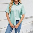 thumbnail image 4 of asjyhkr Womens Button down Shirts Short Sleeve Summer Causal Business Work Tops with Pockets Lightweight Comfy Soft Tees, 4 of 7