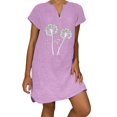 thumbnail image 2 of Ovzne Robes pour Femmes Robe de Plage Mode pour Femmes Ample Décontractée Col en V Manches Courtes Robes d'Été Robe de Vacances Manches Courtes Liquidation, 2 of 6