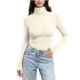 thumbnail image 2 of Ailaofu Chandail à Col Roulé pour Femmes Manches Longues Décontracté Automne Hiver chandail Tricoté, 2 of 6