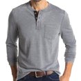 thumbnail image 2 of CEHVOM Hommes Manches Longues Musclé Robuste Basique Uni Couleur Unie Blouse T-Shirt Haut, 2 of 5