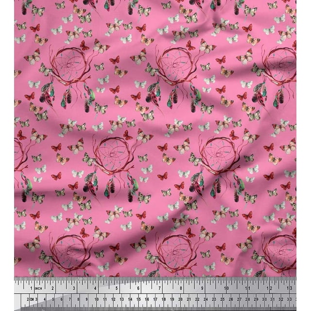 Soimoi Tissu Poly Georgette Attrape-Rêves & Butterfly Imprimés de Tissu au Mètre 42 Pouces de Large