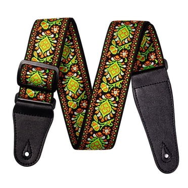 Coofit Guitar Strap Adjustable Ethnic Bass Strap for Acoustic Electric Bass Guitar
