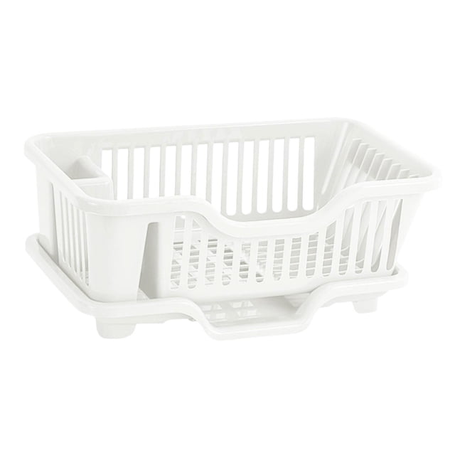 Luzkey Dish Drying Rack with Drain Tray Dinnerware Organizer Sink Dish Drainer Dish Rack and Drainaboard for Cafe Kitchen Countertop white