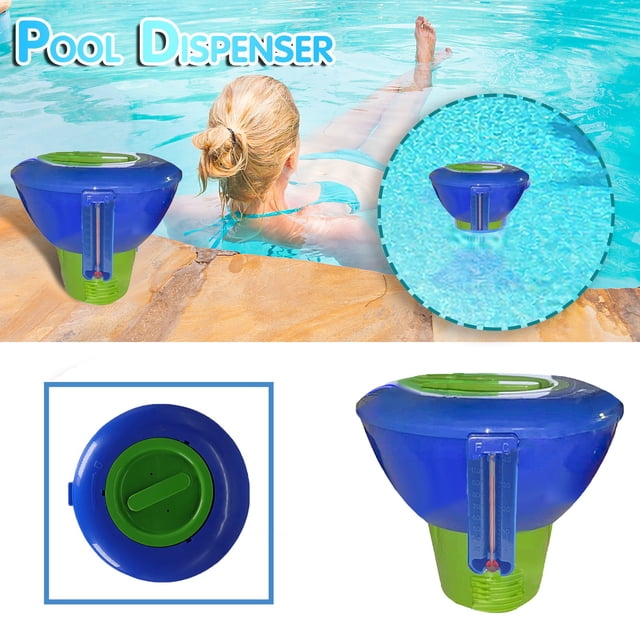 8-Inch Floating Pool Chemical Dispenser, Heavy Duty PVC Chlorinator with Adjustable Vent, Portable Swimming Pool Dosing Device for In-Ground Above Ground Pools Spas