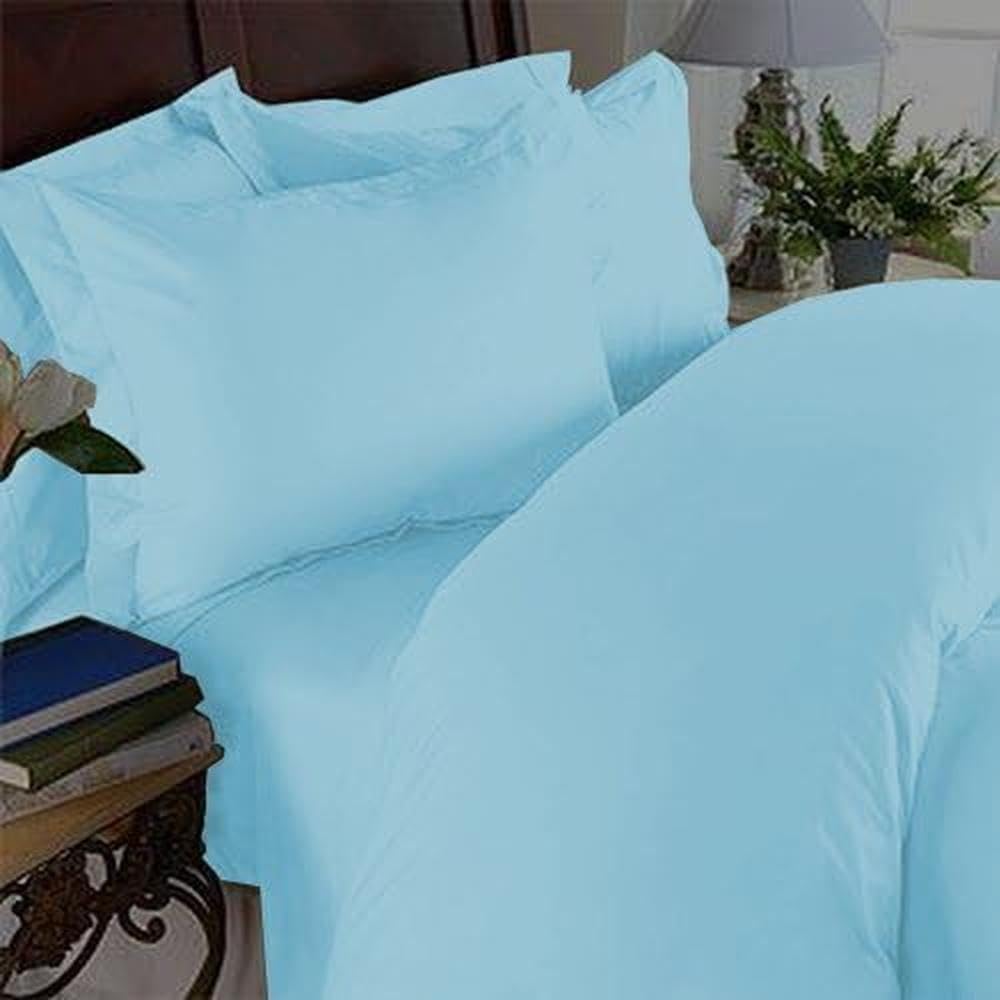 Elegant Comfort 1500 Thread Count - WRINKLE RESISTANT - Egyptian Quality 3pc Duvet Cover Set, Solid, Full/Queen, Light Blue/Aqua